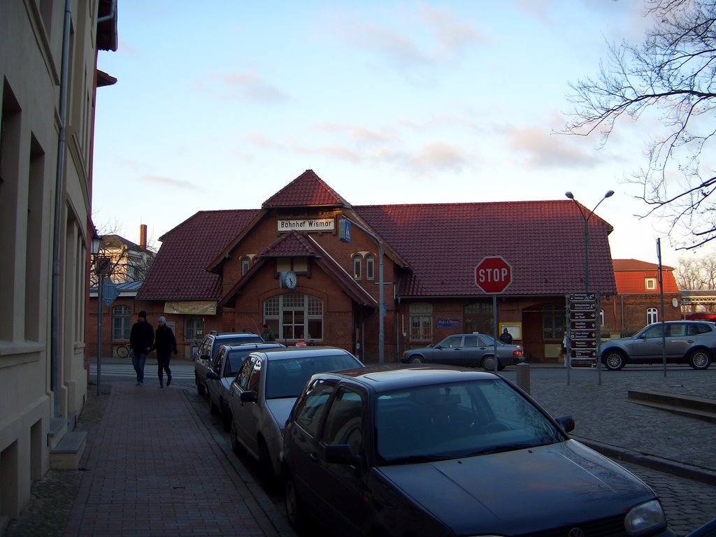Blick auf den Bahnhof Wismar