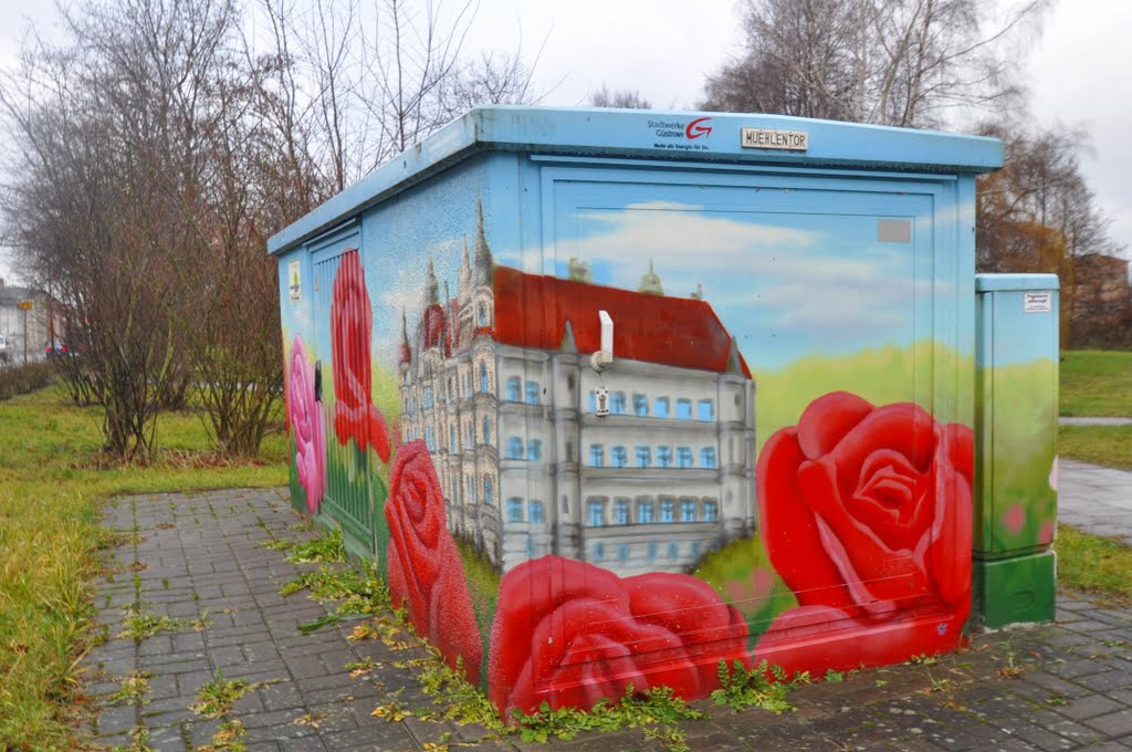 Schloß Güstrow auf Rosenteppich