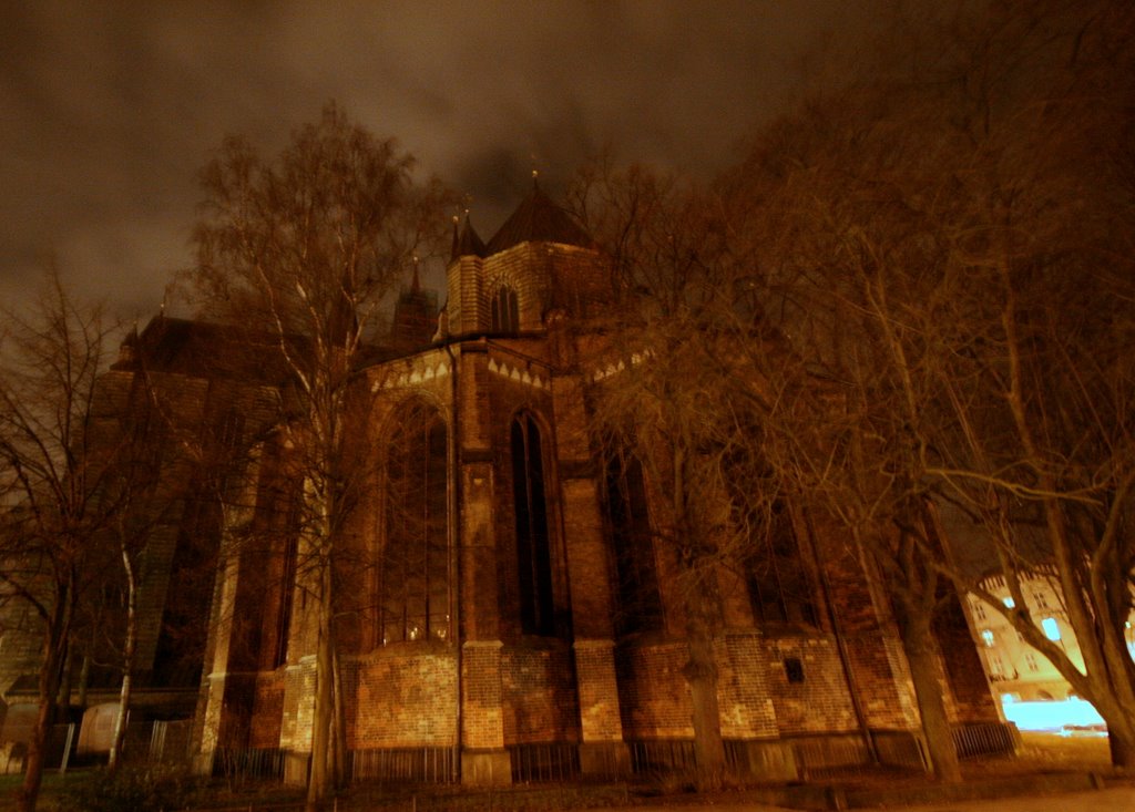 Rostock Marienkirche by night