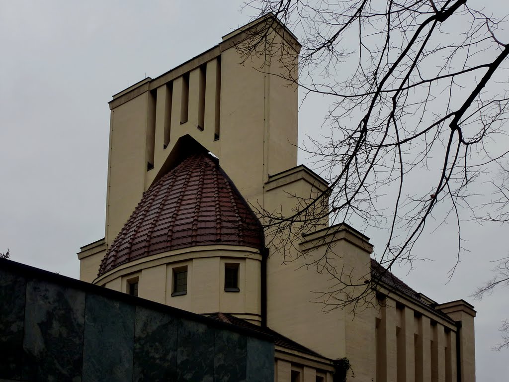 Görlitz, erstes Krematorium in Schlesien im Jugendstil von 1913 mit Anbau von 2003