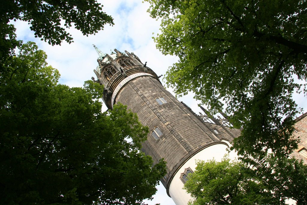 Tower of Luthers Church in Lutherstadt-Wittenberg, Germany