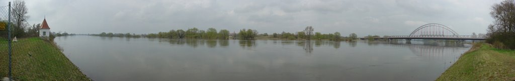 Blick auf die Brücke und Elbe