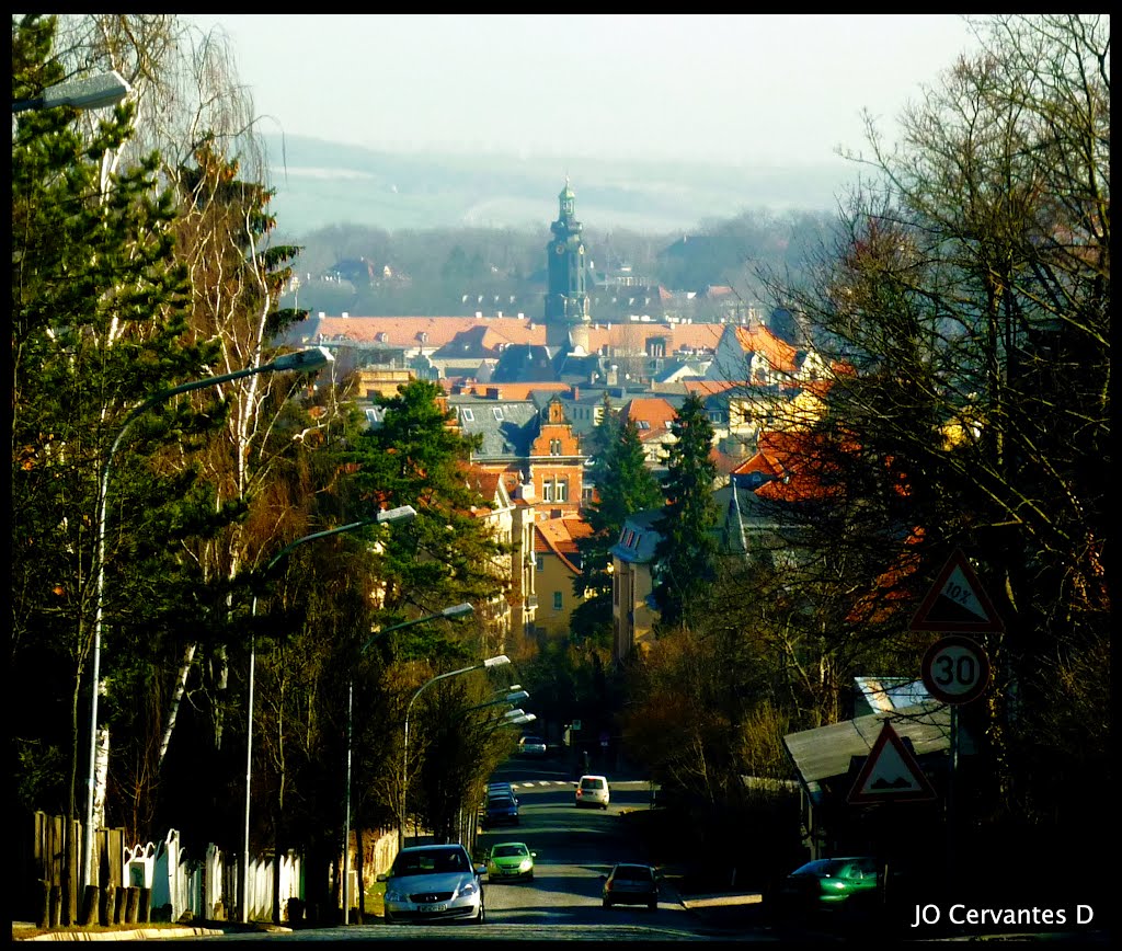 Weimarer Stadtschlossturm aus dem Spitze der Humboldtstraße