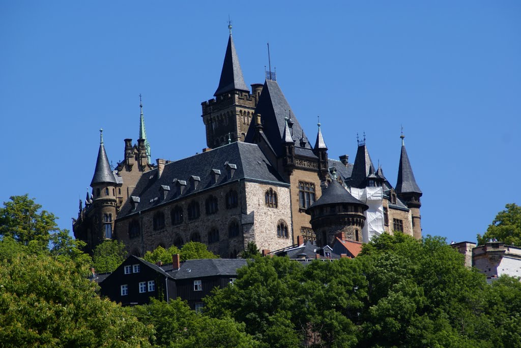 Blick hoch zum Schloss Wernigerode