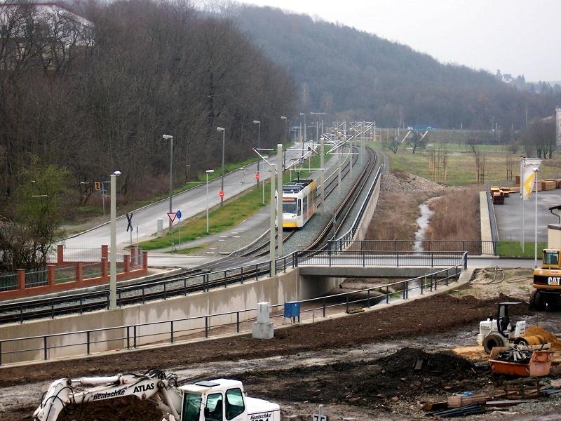 Blick auf die Stadtbahnlinie 1