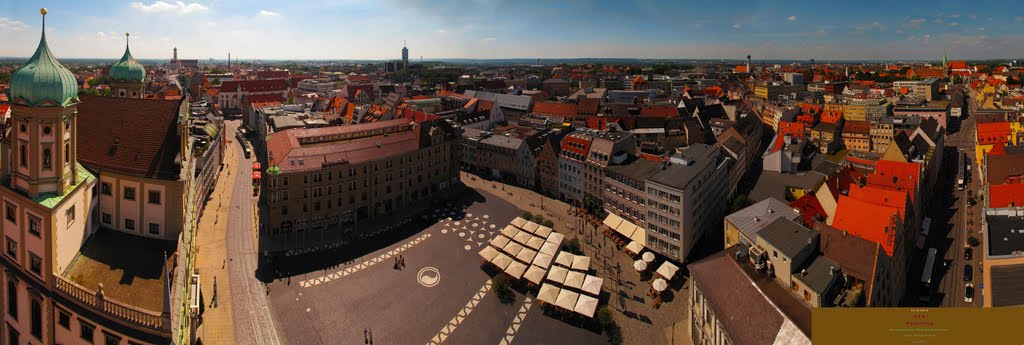 GER Augsburg City & Rathausplatz - Maximilianstrasse from Perlachturm Panorama by KWOT