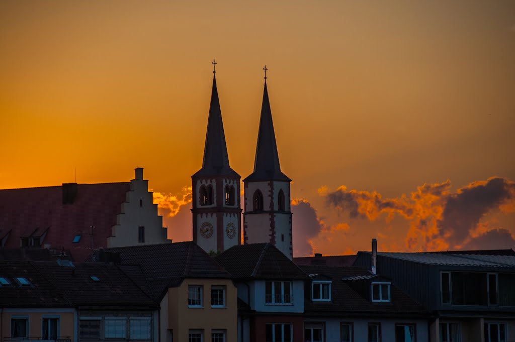 Don Bosco Kirche vista da ponte  "Alte Mainbrücke", Würzburg