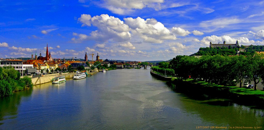GER Wuerzburg City - [Main] - Festung Marienberg from Friedensbruecke Panorama by KWOT