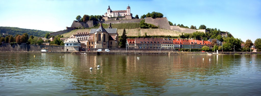 Panorama of River Main with view of Fortress Marienburg