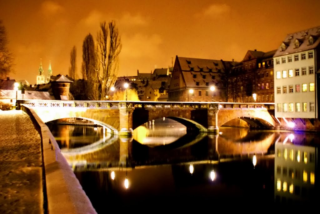 #34 Maxbrücke- Nürnberg:  Éjszakai tükröződés - Night reflection - Németország