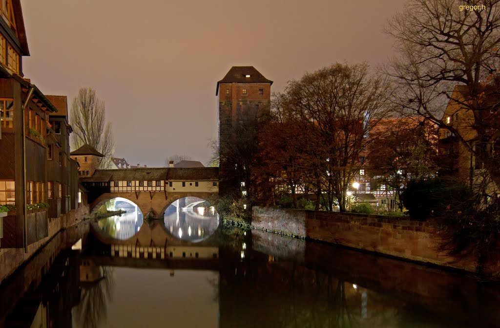 Nürnberg bei Nacht-Henkersteg-November-2013-D