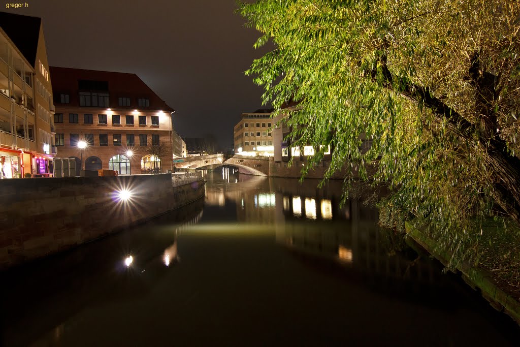 Nürnberg bei Nacht-Fleischerbrücke-November-2013-D