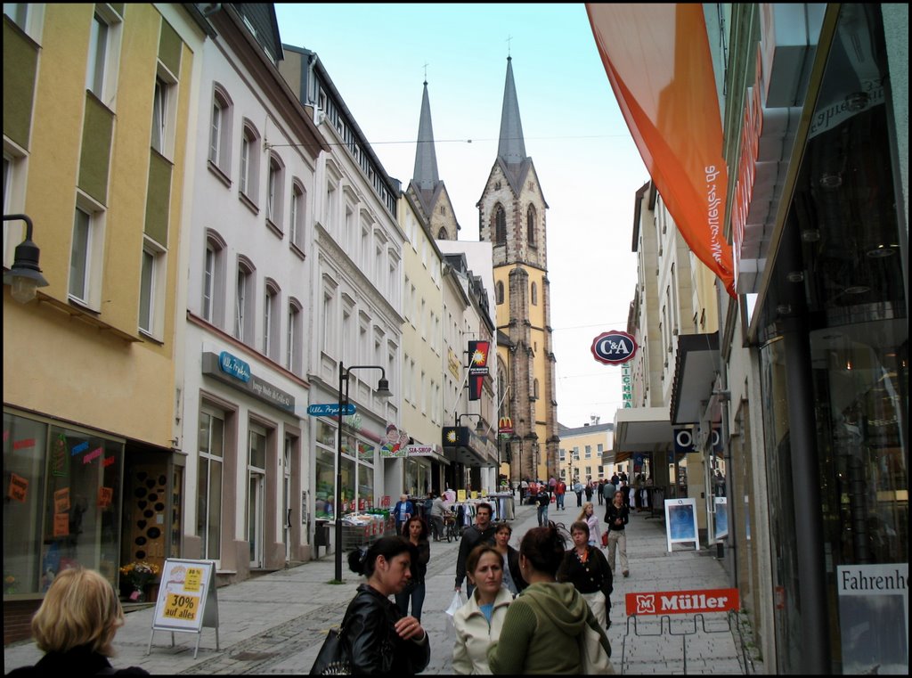 Blick in die Lorenzstraße in Hof an der Saale