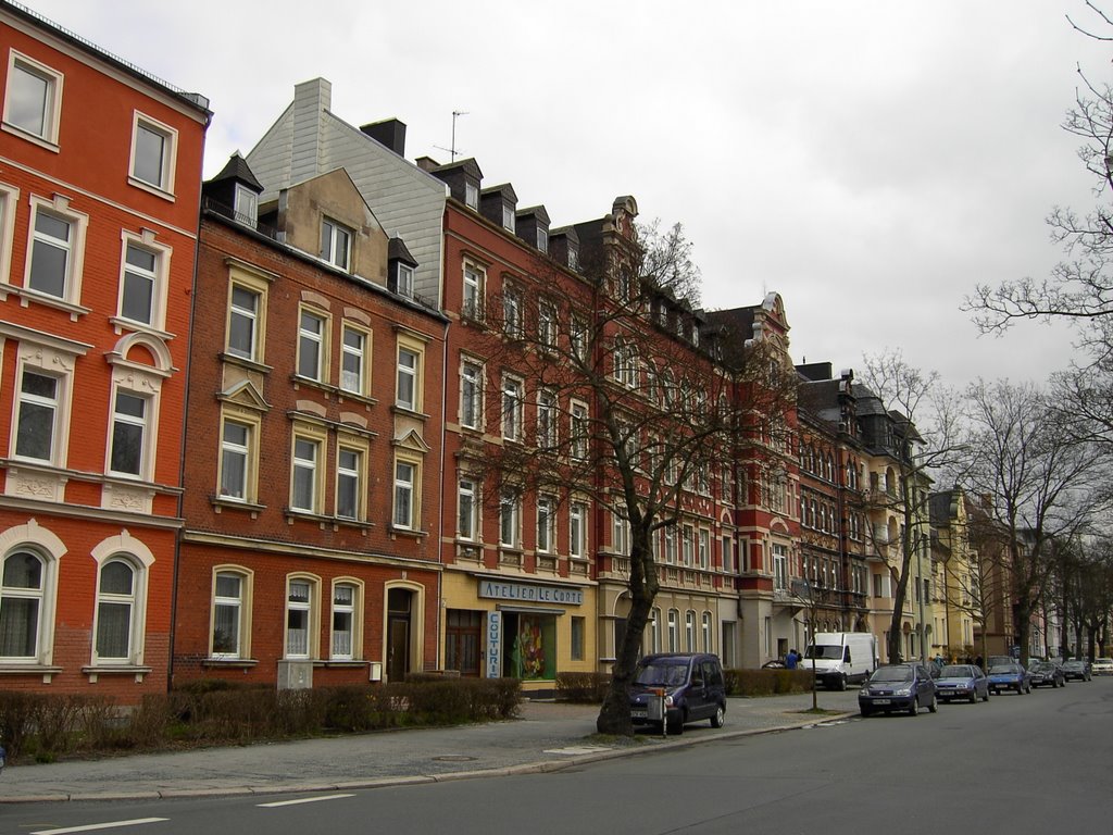 Hof: Häuserzeile in der Bahnhofstraße