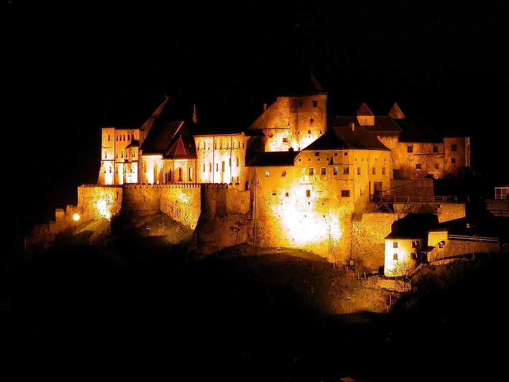 D: Burghausen, Burg bei Nacht