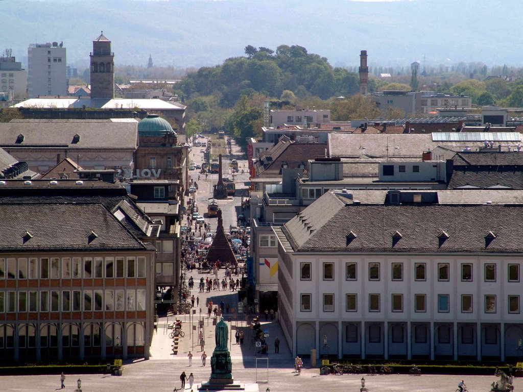 Blick entlang der Ettlinger Straße zum Zoo (Lauerberg)