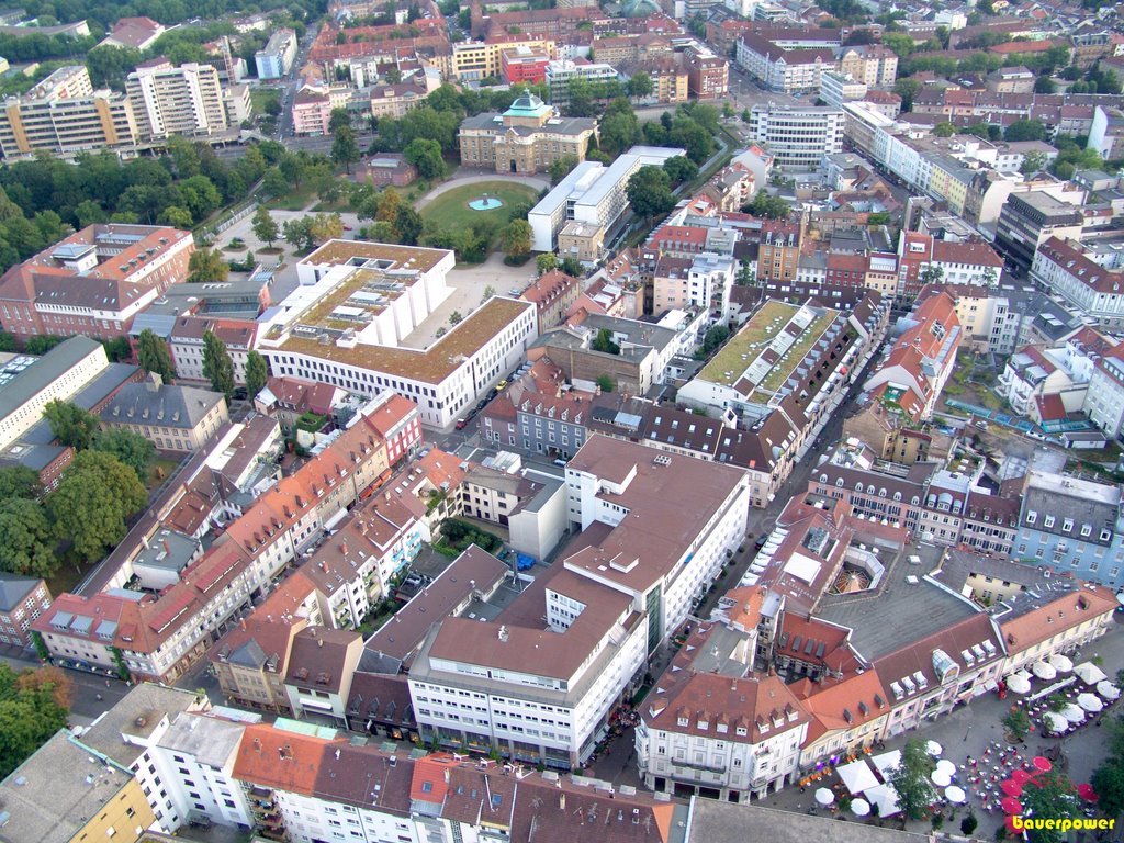 Luftbild City Karlsruhe, Ludwigsplatz