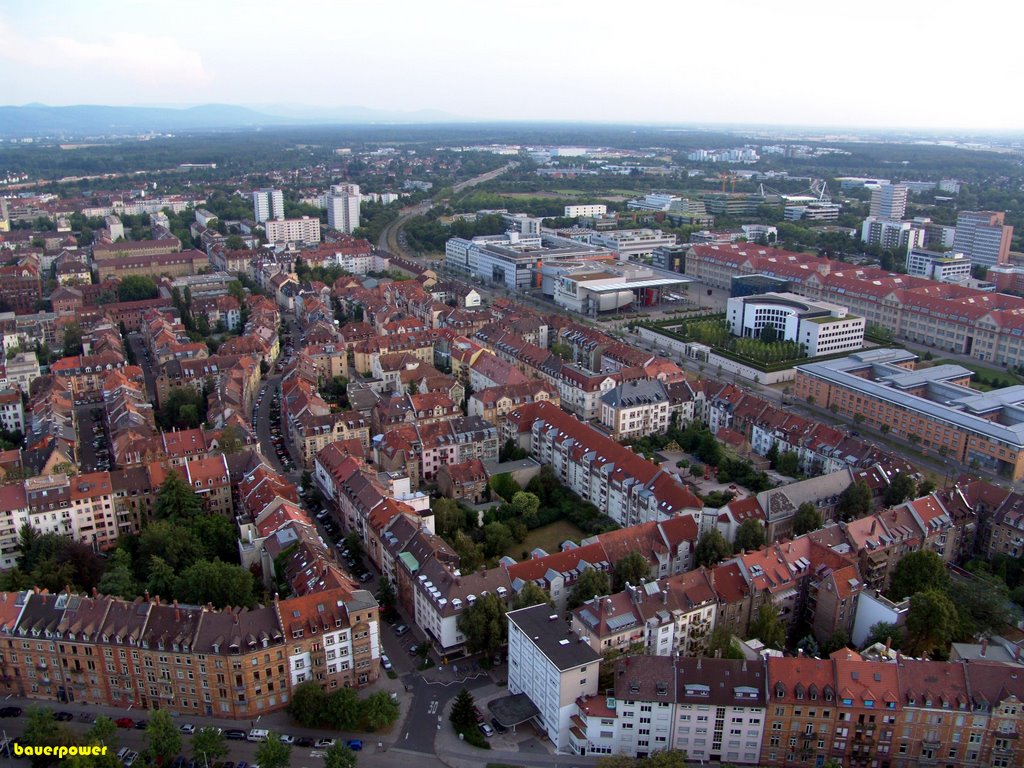 Luftaufnahme Südweststadt und Beiertheimer Feld