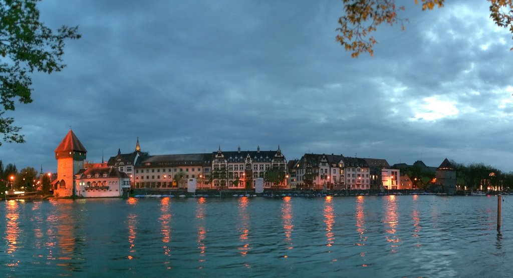 Seerhein von der Seerhein-Terasse aus / Nacht - Pseudo-HDR - Panorama