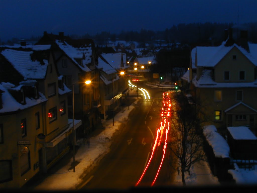 Winter-Night view over Alte Herdstrasse, VS-Villingen, Germany