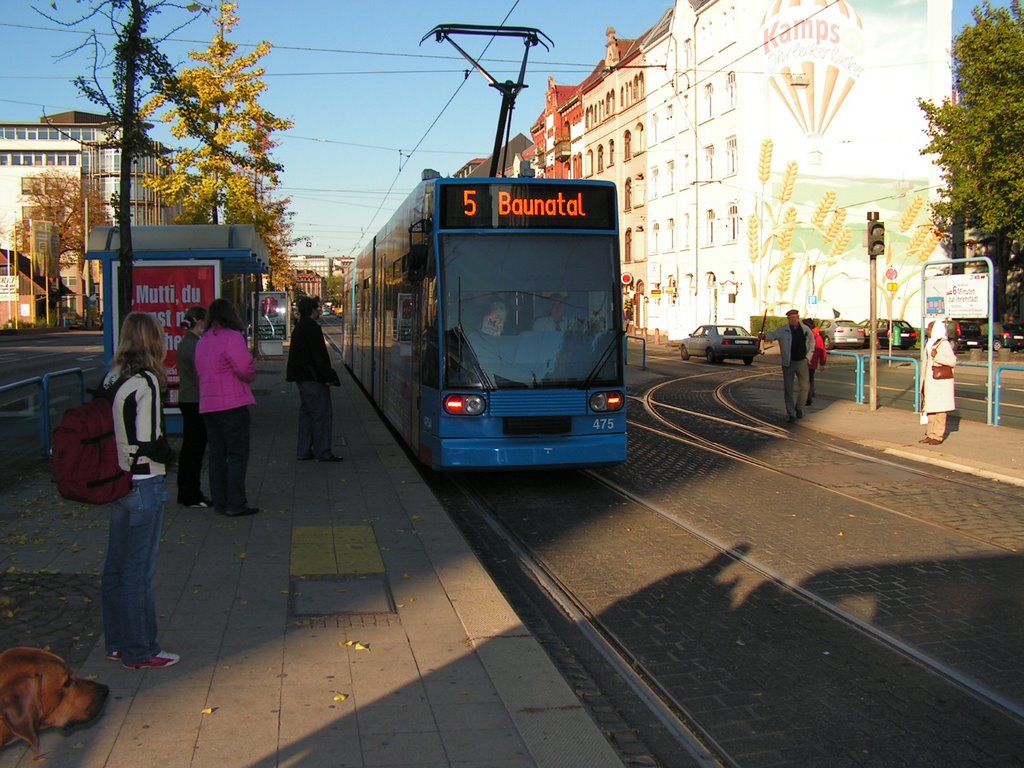 Ab nach Baunatal mit der Linie 5. Haltestelle "Am Aue-Stadion".