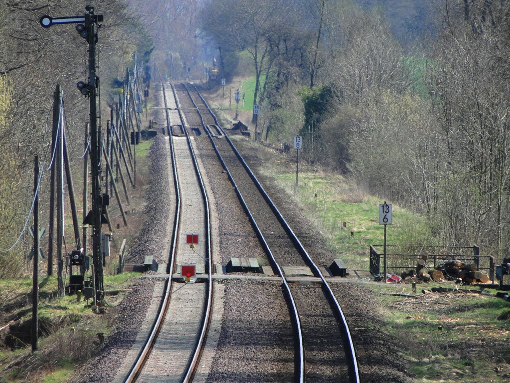 Bahnlinie Richtung Harz mit Formsignal