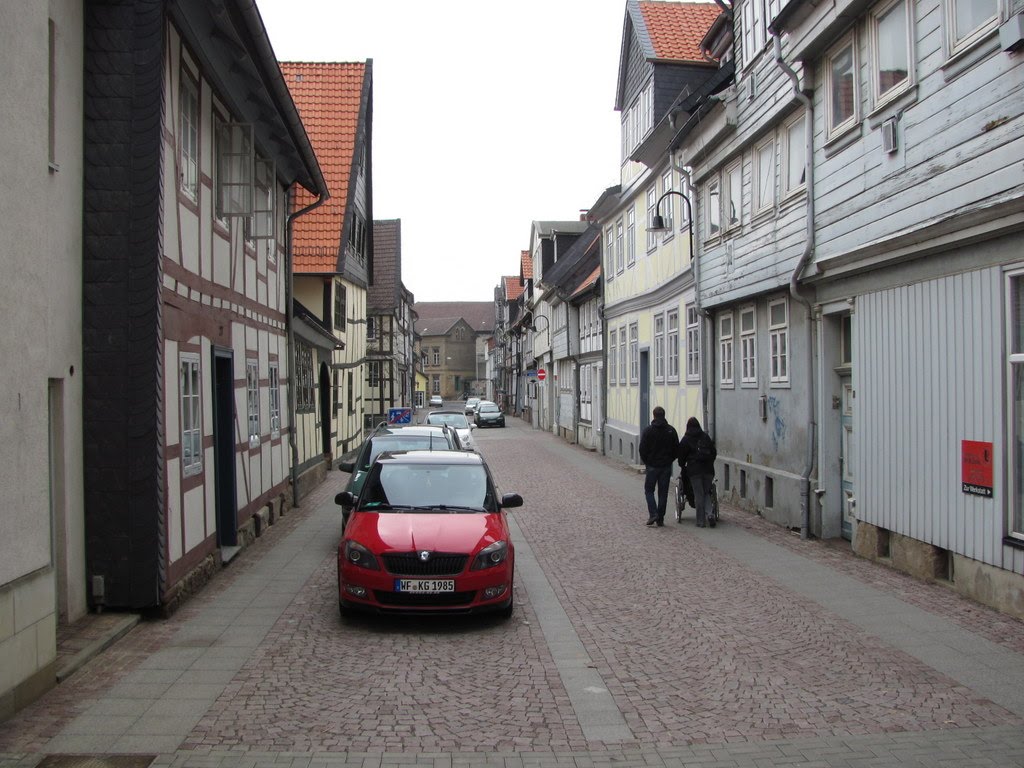 Enge Straße in Wolfenbüttel mit Blick zum Gefängnis