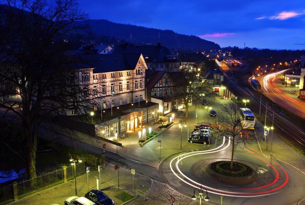 View from the tower at Hotel Acthermann in the evening