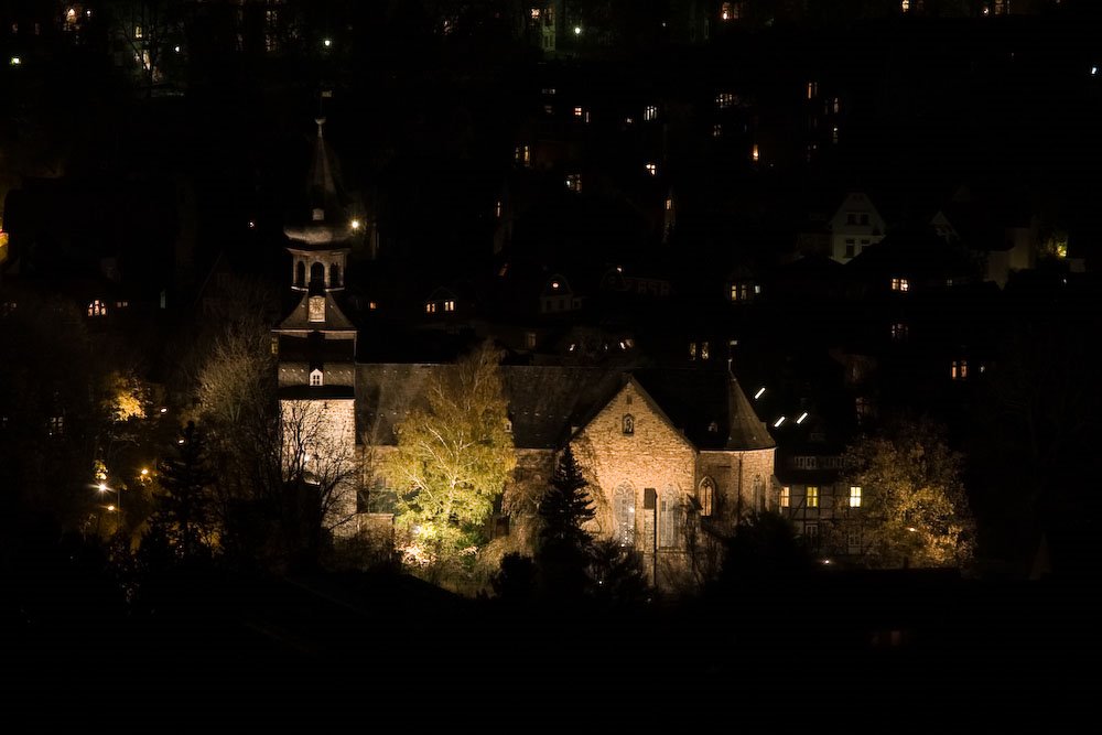 Kloster Frankenberg bei Nacht