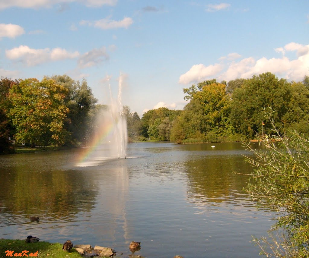 Regenbogen - Ansicht    auf  dem   * Kurparksee * in Bad Salzuflen
