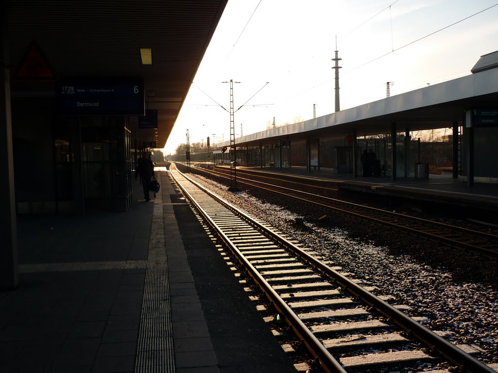 Abendstimmung am Gleis 6 (Gelsenkirchen Hauptbahnhof) / 7.03.2010