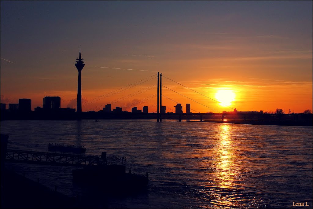Sunset reflection in River Rhine