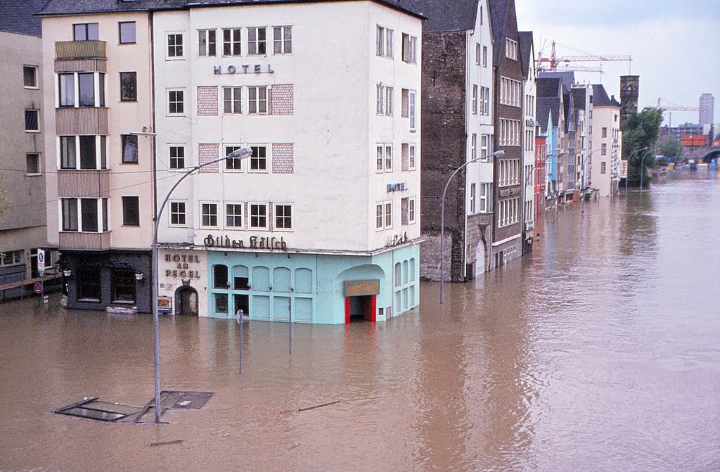 River Rhine flooding Cologne in May 1983