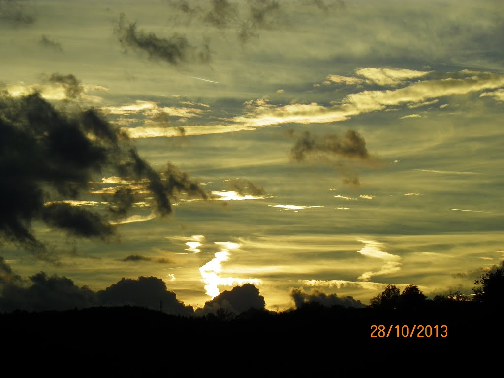 Oil sky in sunset befoure the storm
