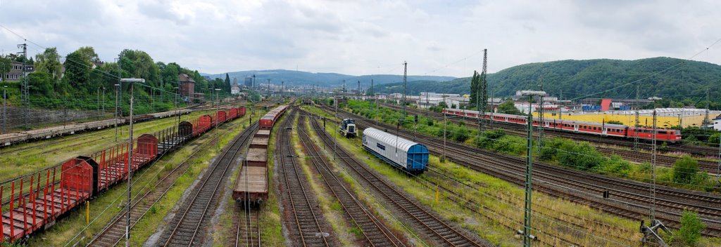 Blick von der Eisenbahnbrücke Alexanderstrasse auf Hagen (Panorama - Blickrichtung Süd)
