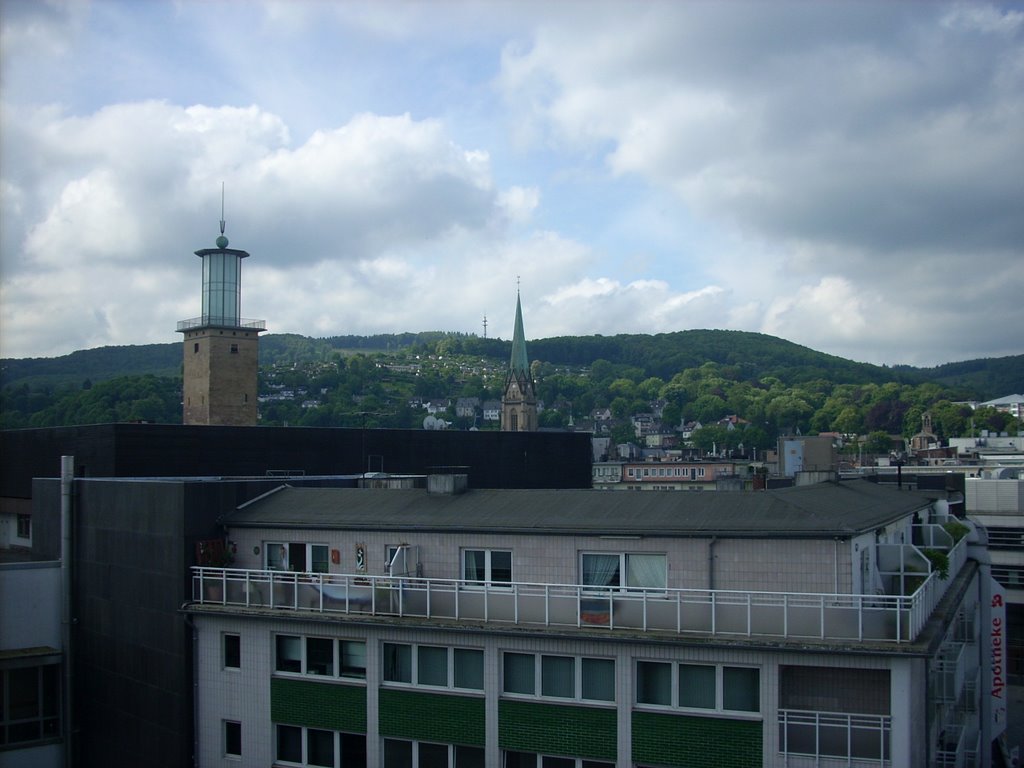 Hagen-Innenstadt   (Rathausturm/St. Marien Kirche)    Mai 2009