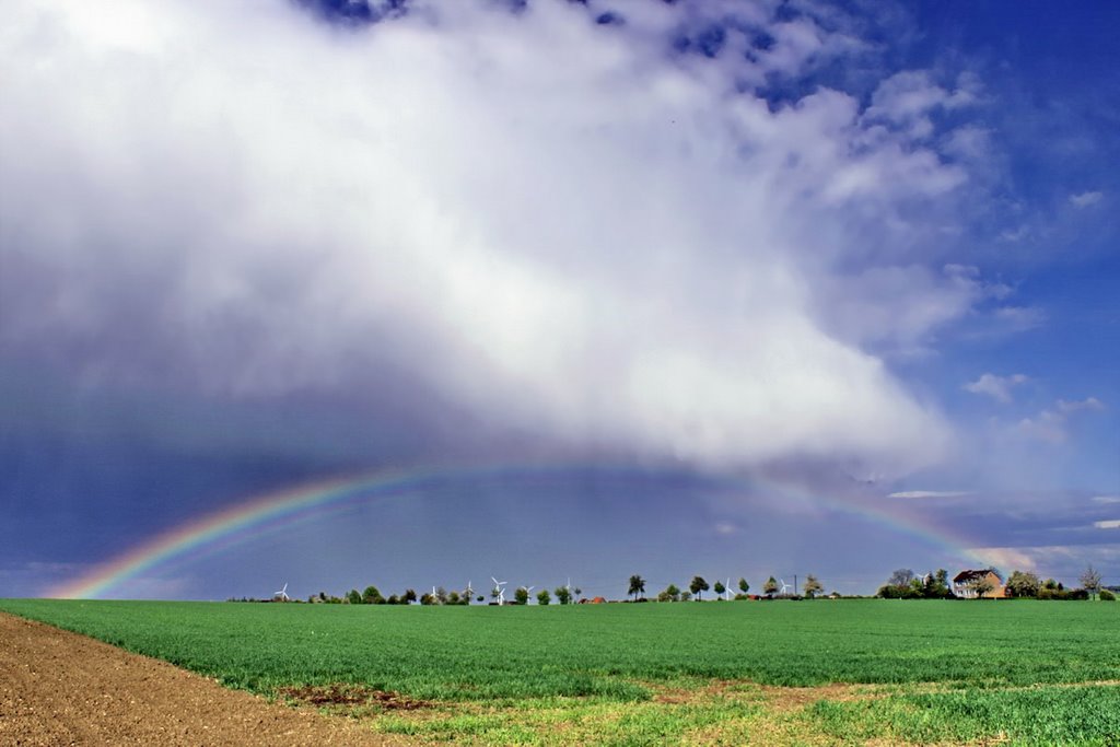 Windpark unterm Regenbogen.