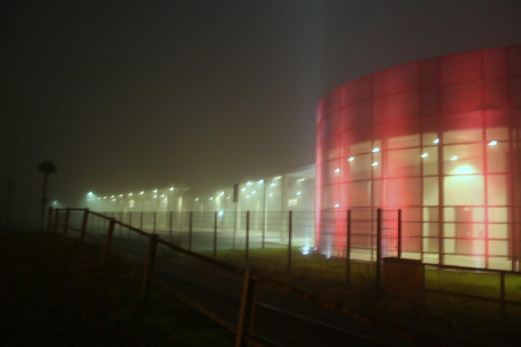 Beckum, Busbahnhof im Novembernebel