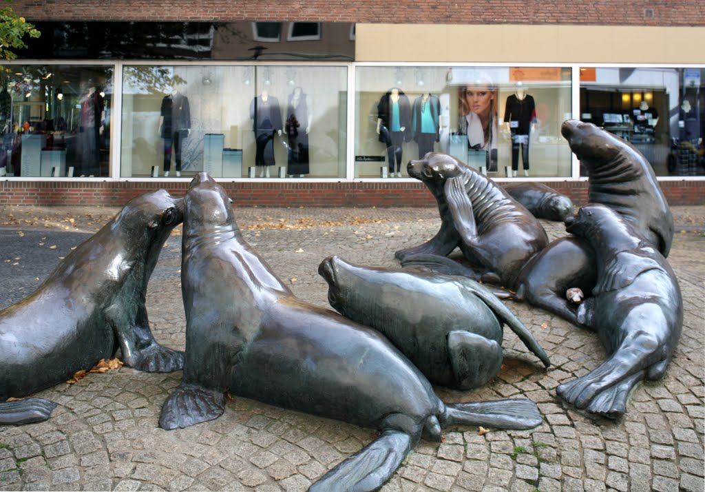 Seehundgruppe in der Fußgängerzone Bremerhaven