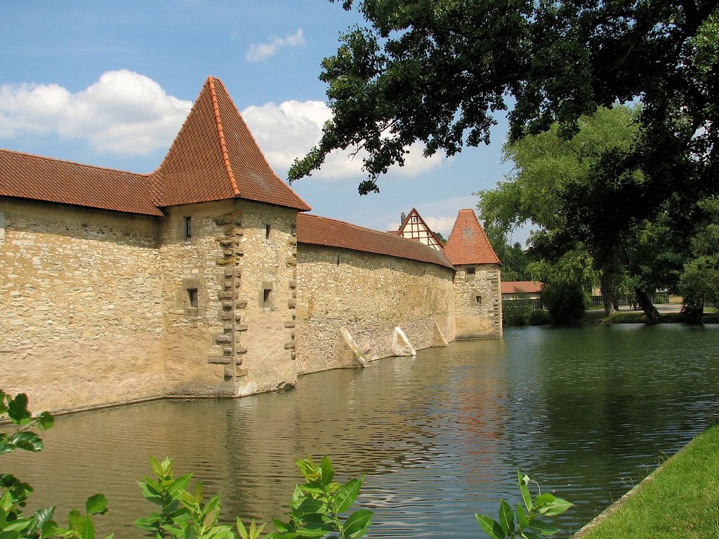 Stadtmauer mit Seeweiher in Weißenburg