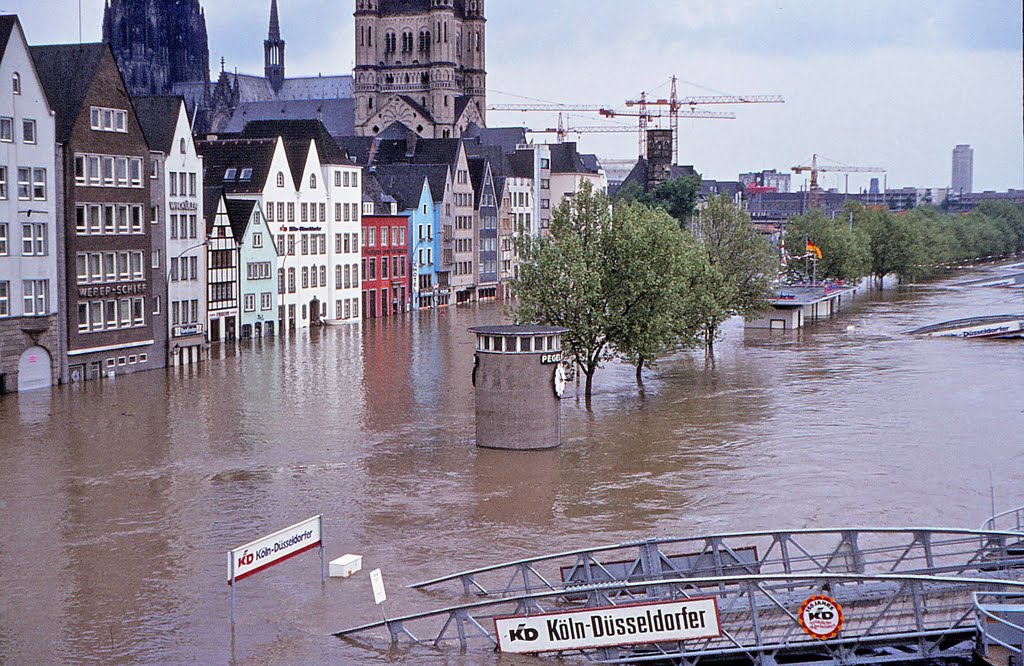 River Rhine flooding Cologne in May 1983