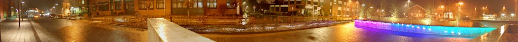 Panorama-Blick über den Theo Lingen Platz der Stadt Lingen (Ems) - Lingen bei Nacht vom 04.03.2012