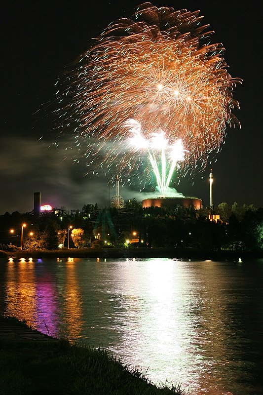 Fireworks over Linnanmäki amusement park