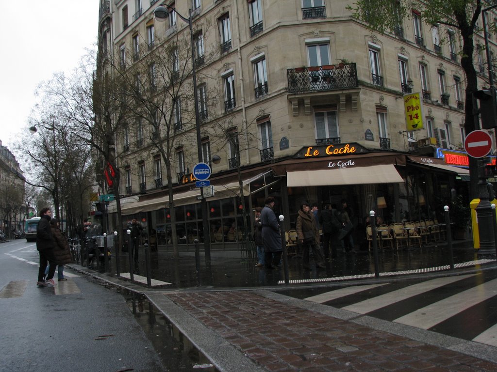 beautiful typical parisian street caffee