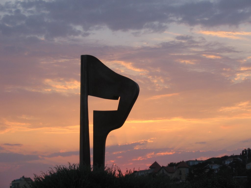 beeld met zonsondergang