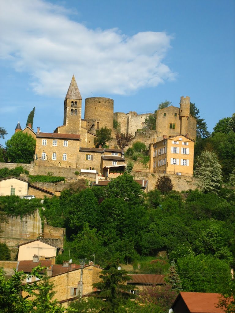 An old castle in Beaujolais. Its a ruin, so the banker who owns it just built himself a nice house in front of it. Like you do.