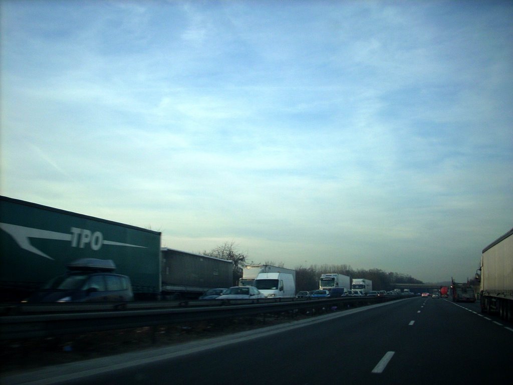 Highway A3 : traffic-jam before Christmas holiday