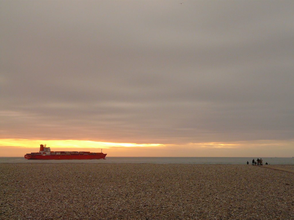 Porte-containers dans le chenal