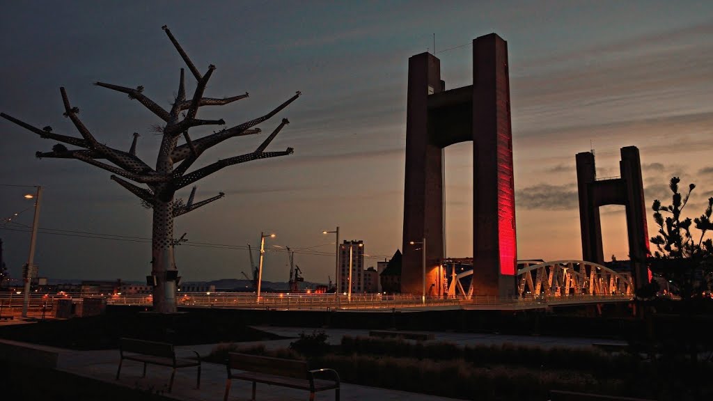 evening illumination, brest center town