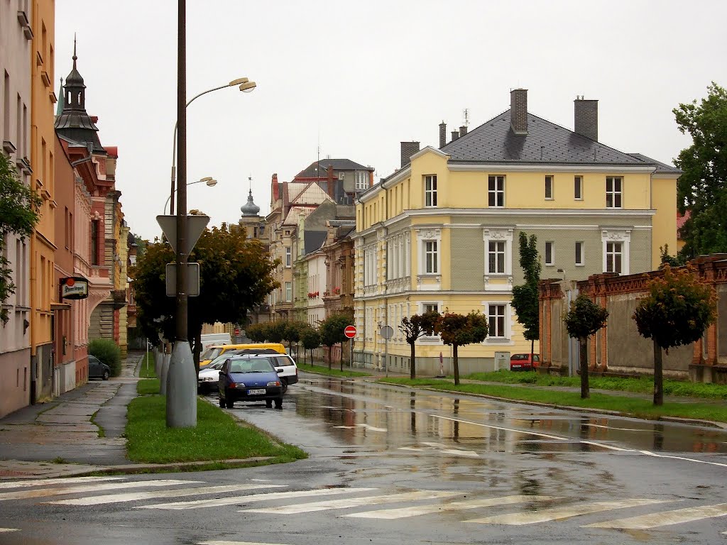 Opava v dešti (Opava in the rain) - 3 pohledy z jednoho místa (3 views from one place) - Lidická ulice (Lidická street)